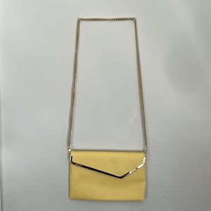 Henri Bendel Yellow Cross Body Bag with removable Gold Chain
